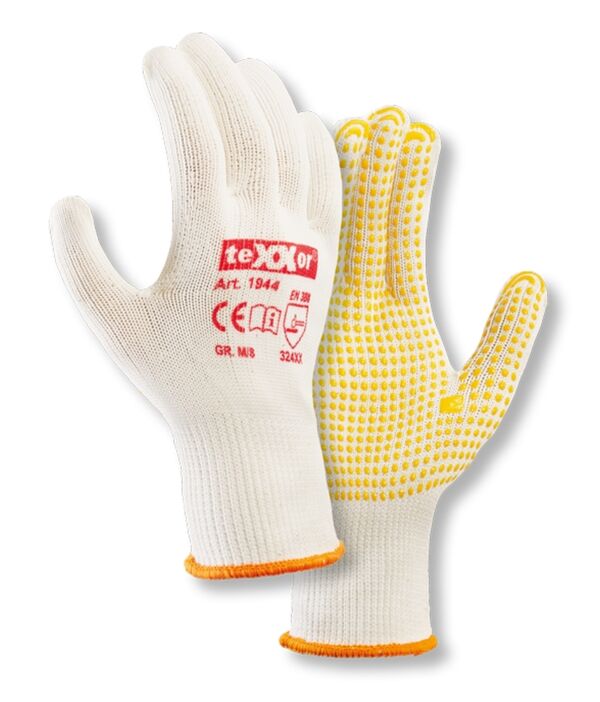 teXXor® Mittelstrick-Handschuhe BAUMWOLLE/NYLON, beige/gelbe Noppen