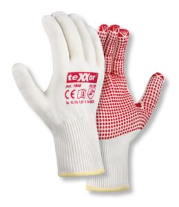teXXor® Feinstrick-Handschuhe BAUMWOLLE/NYLON, beige/rote Noppen