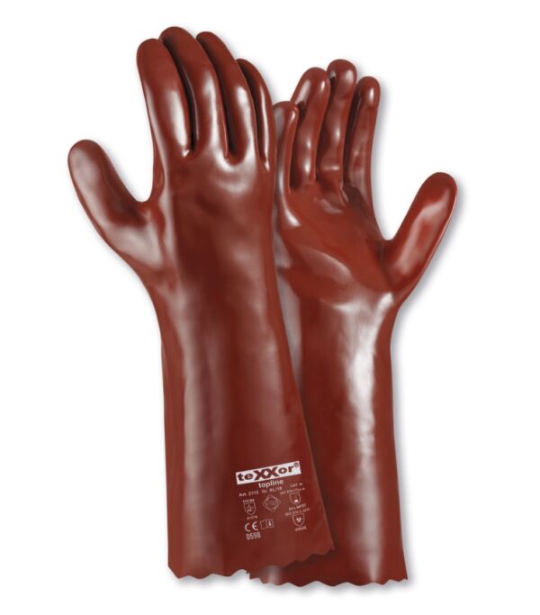 teXXor® topline Chemikalienschutz-Handschuhe PVC ROTBRAUN, 40 cm