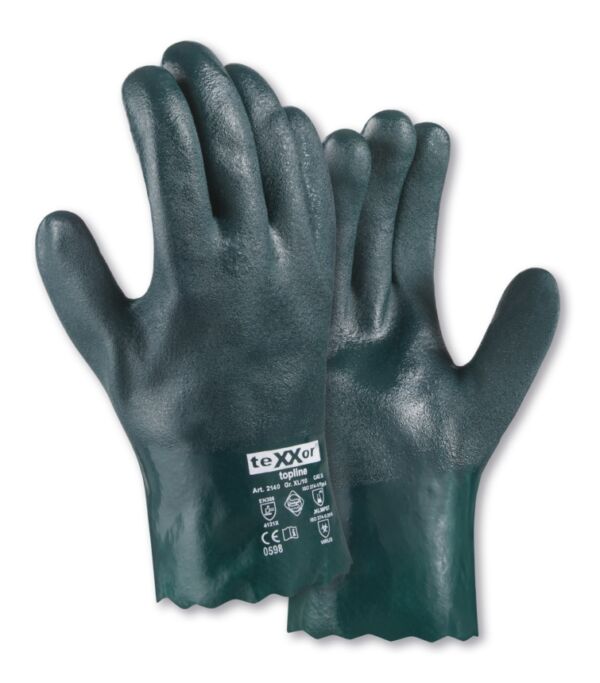 teXXor® topline Chemikalienschutz-Handschuhe PVC GRÜN, 27 cm, 1,40 mm