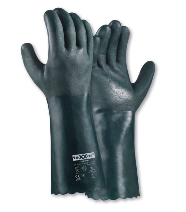 teXXor® topline Chemikalienschutz-Handschuhe PVC GRÜN, 40 cm, 1,50 mm