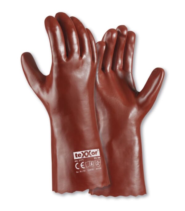teXXor® PVC-Handschuhe ROTBRAUN, 35 cm