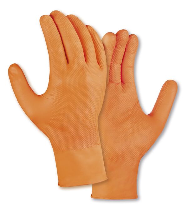teXXor® Nitril-Einweg-Handschuhe Diamond Grip orange