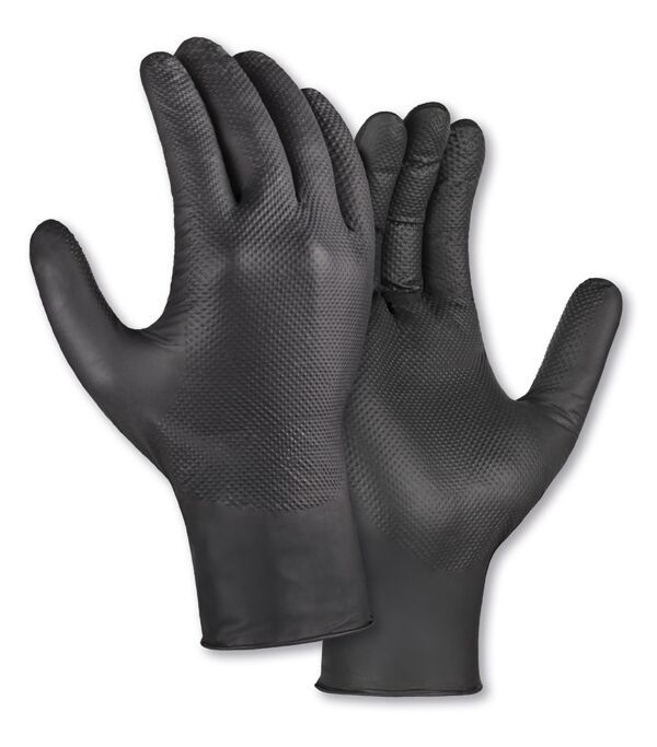 teXXor® Nitril-Einweg-Handschuhe Diamond Grip schwarz