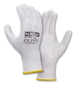 teXXor® Polyester-Strickhandschuhe POLYURETHAN BESCHICHTET, weiß/weiß