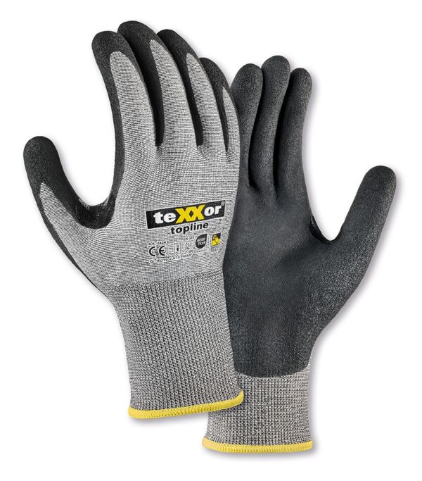 teXXor® Schnittschutz-Strickhandschuhe BESANDETE NITRILBESCHICHTUNG, grau/schwarz