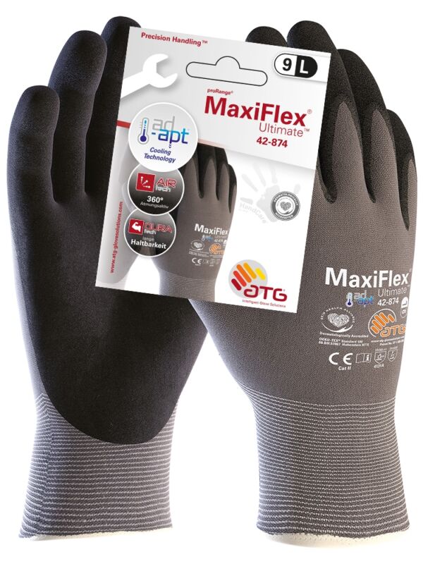 ATG® MaxiFlex® Ultimate™ AD-APT® Nylon-Strickhandschuhe (42-874 HCT), SB-Verpackung