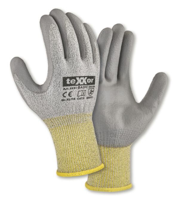 teXXor® PU-Schnittschutz-Strickhandschuhe CUT D – Basic