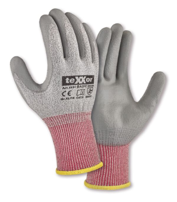 teXXor® PU-Schnittschutz-Strickhandschuhe CUT F – Basic