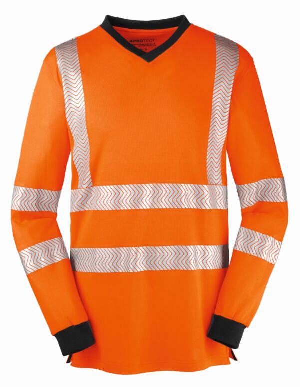 4PROTECT® Warnschutz-Langarm-UV-Shirt JACKSONVILLE, leuchtorange/grau