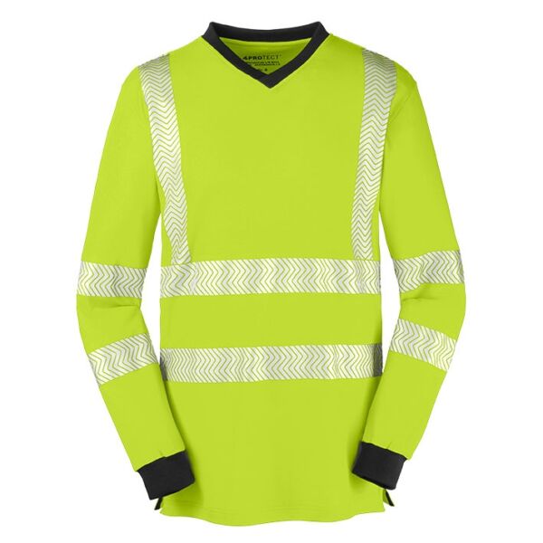 4PROTECT® Warnschutz-Langarm-UV-Shirt JACKSONVILLE, leuchtgelb/grau