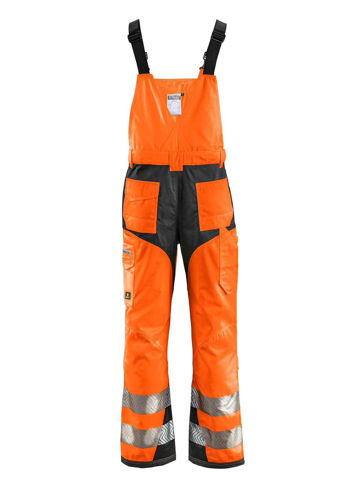 4PROTECT® Warnschutz-Latzhose ALABAMA, leuchtorange/grau